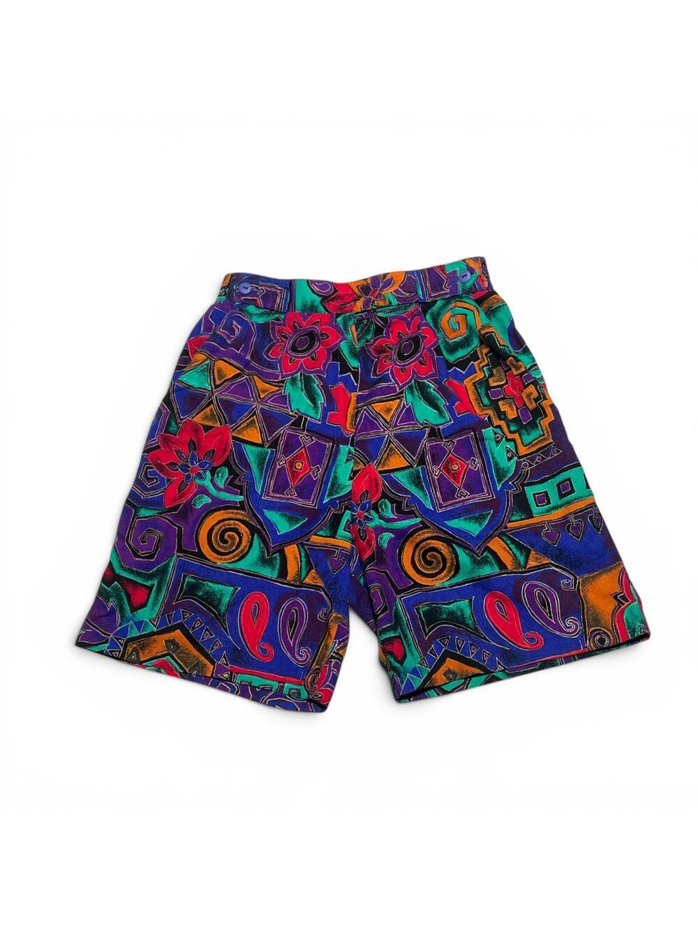 Vintage Bette & Court Colorful Abstract Print Golf Shorts